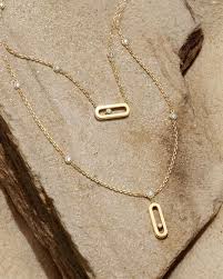 Messika women's lucky move 18k yellow gold diamond pendant necklace. Didn T You Hear Stacking Necklaces Is A Thing Tap To Shop Our Move Uno Two Rows Necklace Now Messika Messi Stacked Necklaces Necklace Size Charts Necklace