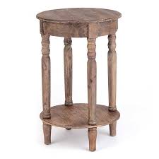 Round wooden side table with storage. Distressed Round Wood Accent Table Kirklands