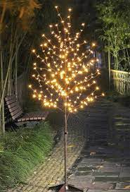 208 Led Lighted Cherry Blossom Tree Brown Branch Clear Flower Warm White Led Lightsfairy Lights Tr Cherry Blossom Light Tree Backyard Lighting Blossom Trees