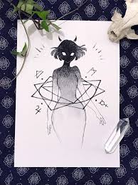 Awakening Of A Dark Spirit A5 Print Spirit Drawing Dark Art Drawings Scary Drawings