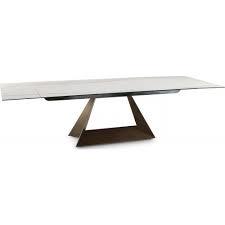 Glass top dining table scratched spun steel disc base smoked oak base. Elite Modern Prism 78 Inch Extendable Dining Table 3020 78