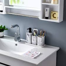 5 out of 5 stars with 1 ratings. Buy Zccz Bathroom Accessory Sets 4 Pieces Bathroom Accessories Complete Set Vanity Countertop Accessory Set With Marble Look Includes Lotion Dispenser Soap Pump Tumbler Toothbrush Holder And Tray Online In Turkey B088dbshd7