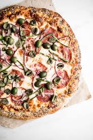 Salami Jalapeno Olive Pizza With Honey The Modern Proper Recipe Olive Pizza Pizza Recipes Homemade Recipes
