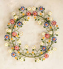 Wicker park 24 faux floral indoor/outdoor hydrangeawreath. Painted Metal Wreath With Daisies Multi Plowhearth