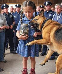 LITTLE GIRL BRINGS $52 TO BID FOR HER LATE MOM'S POLICE DOG — THEN THE  CROWD FELL SILENT Eight-year-old Lily hadn't said much since losing her  mom, Officer Hannah Parker, in the