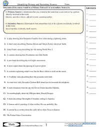 Options abound with this kindergarten worksheets, which establish the building blocks for developmental math, writing, and reading skills through activities that vary from simple addition and sight words to vowel sounds and consonant blends. Primary And Secondary Sources Worksheets Free Distance Learning Worksheets And More Commoncoresheets