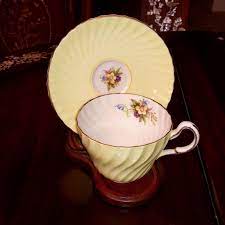 Eb 1850 Foley Bone China Pastel Yellow Tea Cup And Saucer Set England 3114 Tea Cups Cup And Saucer Set Tea
