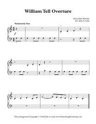 To download the file (and open it for immediate view and print), just click on the free classical sheet music file name below. William Tell Overture Free Easy Classical Piano Sheet Music For Beginning Piano Lessons