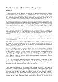 Pdf Dynamic Perspective On Homelessness A Few Questions