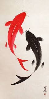 Large Yin Yang Fish Chinese Scroll Chinese Art Koi Art Fish Art Asian Art