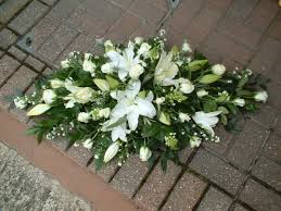 Serene All White Small Casket Spray Funeral Flower Arrangements Casket Flowers Funeral Flowers