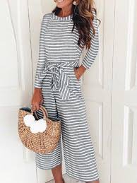 Fashion Stripe Long Sleeve Jumpsuits Colabingo Striped Long Sleeve Jumpsuit Fashion Stylish Jumpsuit