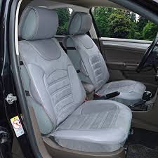 180202s Grey 2 Front Car Seat Cover Cushions Leather Like Vinyl Amp Suede Compatible To Toyota Camr Leather Car Seat Covers Car Seats Golf Cart Seat Covers