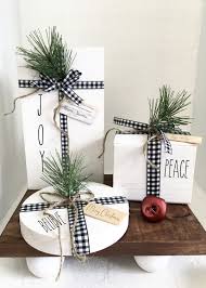 30+ amazing diy outdoor christmas decoration ideas. Wooden Presents Faux Presents Wood Gifts Christmas Decor Farmhouse Buffalo Plaid Set Of 3 Rustic Teacher Gift Hostess Gift Christmas Decor Diy Christmas Diy Christmas Decorations