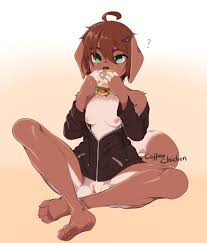 Rule 34 - Animal Ears Artist Name Barefoot Breasts Brown Hair Coffeechicken  Dog Dog Girl Female Furry Furry Female Green Eyes Looking At Viewer Pussy  Small Breasts Solo Tail | 6807643