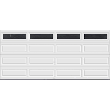 Clopay Classic Collection 16 Ft X 7 Ft 12 9 R Value Intellicore Insulated White Garage Door With Windows Exceptional Hdpl13 Sw Plain The Home Depot
