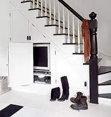 Ingenious Ideas How To Fit Tv Into Any Interior Staircase Storage Understairs Storage Stair Storage