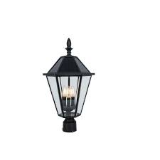 6951302012 Lutec Post Lighting Solar Powered Outdoor Clear Glass Cast Aluminum Black 3 Bulb