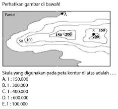 Denah diatas menggunakan skala 1 banding 200 hitunglah. Cara Menghitung Ketinggian Dan Skala Peta Kontur Idschool