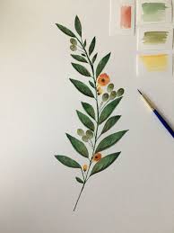 Olive Branch Watercolor Flowers With Buds By Coasttocoastartist On Etsy Flower Art Painting Flower Art Floral Watercolor