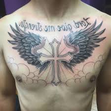 Cross with (angel) wings going for a tattoo with angel wings is the perfect way to pay tribute to a lost one, and it also symbolizes the concept of jesus rising from the dead to go to heaven. Leviathan Cross Tattoo Chest Novocom Top