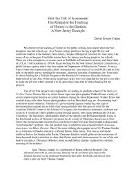 DOC) How the Cult of Assessment Has Relegated the Teaching of History to  the Dustbin: A New Jersey Example