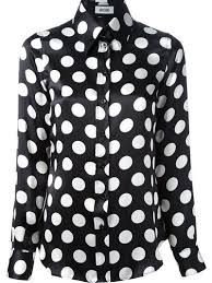 Black And White Polka Dot Blouse Designer Women S Shirts Black Spotty Blouse Polka Dot Blouse Black Blouse Long Sleeve