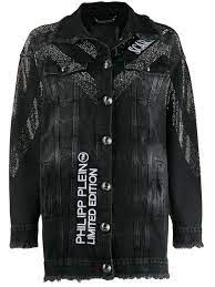 Philipp Plein Scarface Denim Jacket Farfetch In 2021 Denim Jacket Jackets Black Denim Jacket