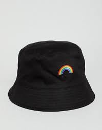 Asos Design Bucket Hat In Black With Rainbow Embroidery Chapeus Femininos Acessorios De Moda Bucket Chapeu
