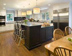 Marvelous L Shaped Kitchen Island With Decorative Bar Ideas Fascinating Drum Pendant Lamps Kitchen Layout Kitchen Design Layout Island Kitchen Designs Layout