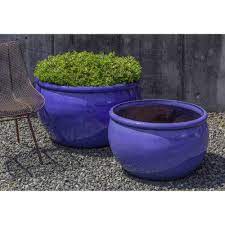 See more ideas about outdoor planters, planters, planter design. Reseda Low Round Planter In Riviera Blue Set Of 2 Scenario Home