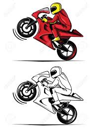 Le coloriage de moto est ici à l'honneur ! Personnage De Dessin Anime De Course De Moto Livre De Coloriage Clip Art Libres De Droits Vecteurs Et Illustration Image 37576892