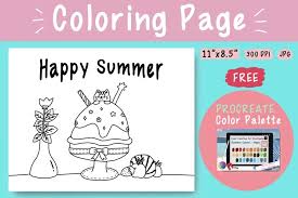 Hair free brush set procreate. Coloring Page Happy Summer Ice Cream Fruit And Flowers 1294031 Coloring Pages Design Bundles