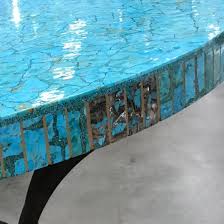 We Love How Our Mosaic Turquoise Collection Shines In This Beautiful Accent Table Tile Tiles Tilework Tiledesign Tile Mosaic Turquoise Accent Table Table