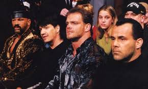 Photo 1: Saturn, Eddie, Benoit, Dean Malenko left WCW sitting ringside at  WWF Raw Photo 2: what could be with CM Punk, Ric Flair, Daniel Bryan, and  The Fiend show up to