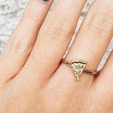 A Pizza Emjoii Ring So You Can Show The World How Much Za Means To You Simple Silver Jewelry Emoji Ring Quirky Ring
