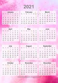 This is the list of the best printable 2021 monthly calendar or planner templates that are available for download. Free Printable 2021 Overview Calendar In Pink Watercolor Design