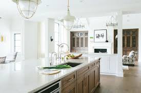 long kitchen island with sink and two