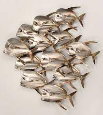 Lookdown Fish School Of 12 Metal Fish Decor Fish Art Outdoor Metal Wall Art
