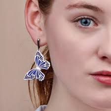 925 Light & Dark Blue Enamel Butterfly Earrings and Pendant Set, Sterling  Silver