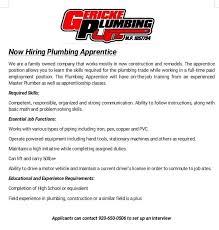 And, in general, apprentices are more committed to the trade. Gericke Plumbing Home Facebook