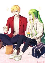 Question and answer in the anime club. Wallpaper Fate Series Fate Grand Order Anime Boys Long Hair Short Hair 2d Ponytail Red Jackets Open Mouth Thighs Black Pants Enkidu Fgo Gilgamesh Red Eyes Green Eyes Green Hair Blond