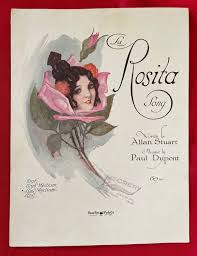 1923, Antique Sheet Music, La Rosita Song, Allan Stuart & Paul Dupont, Sam  Fox Pub. Co