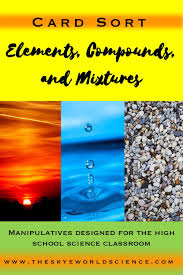 Elements Compounds And Mixtures Card Sort Sorting Cards Sorting Activities Elements Compounds And Mixtures