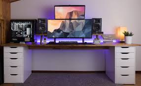 Creative dressers, farmhouse cabinets, bedroom benches, craft room table, desk, kitchen in a corner i have my computer desk, and behind my back the ceiling is pretty low, and i need to make the most of it. Custom Ikea Desk With Monitor Riser And Cable Passthru Album On Imgur
