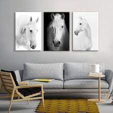 Farmhouse rustic wall art for bedroom home bathroom decor for the home country horse pictures artwork for walls kitchen wall decor modern prints wood grain canvas framed animal wall art size 12x16. White Horse Wall Art Canvas Prints Modern Art Home Decor For Living Room Bedroom Pictures 3 Panel Large Hd Printed Painting Buy Home Decoration Pieces 3d Wall Art Decor Wall Decor Product On
