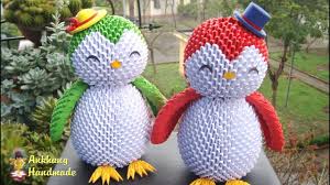  3d Origami Penguin Tutorial Diy Homemade Paper Penguin Home Decoration Origami 3d Seni Origami Kerajinan Kreatif