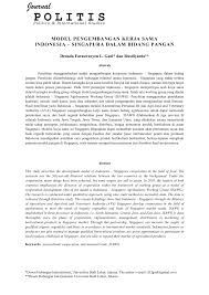 Ketika singapura merdeka pada tahun 1965 dari malaysia. Pdf Model Pengembangan Kerja Sama Indonesia Singapura Dalam Bidang Pangan