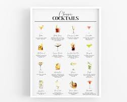 Cocktail Poster Cocktail Recipe Print Kitchen Decor Etsy Recipe Cards Cocktail Lover Cocktails