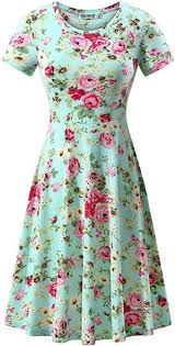 Huhot Casual Dress Women Navy Floral Print Short Sleeve Midi Dress Flower 13 X Large At Amazon Women S Clothing S Midi Short Sleeve Dress Midi Dress Clothes